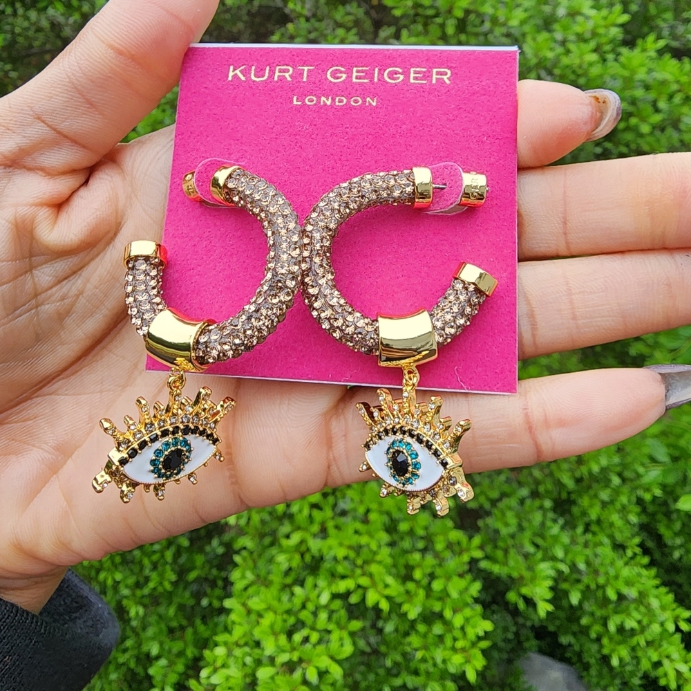 New Kurt Geiger Gold and Evil Eye Earrings